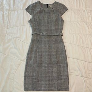 H&M Black/White Checkered Midi Dress